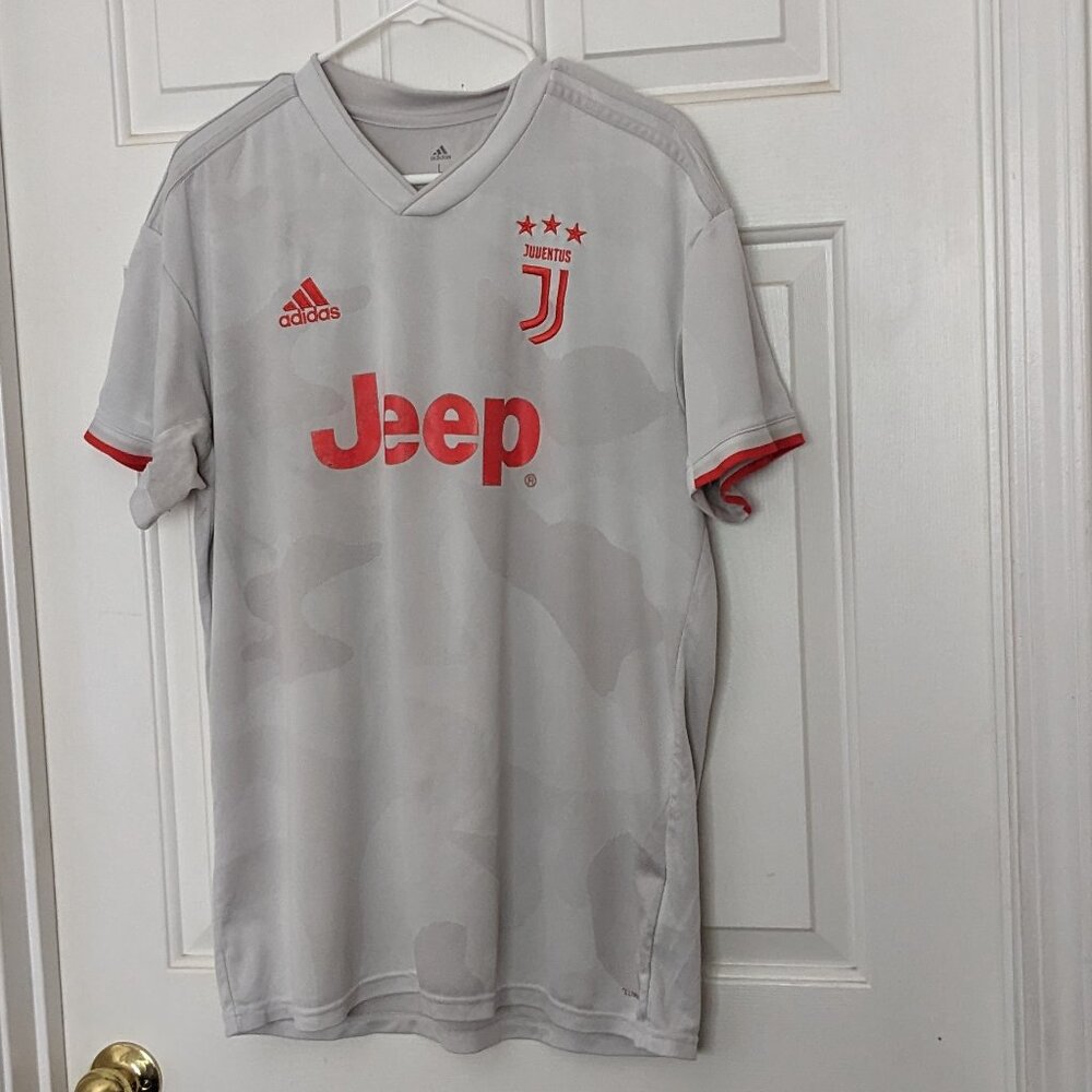 Adidas Juventus Jeep Climalite 2019-2020 Away Soccer Jersey light Gray Camo Size